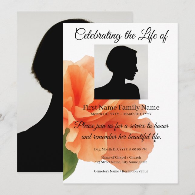 Flower memorial invitation (Front/Back)