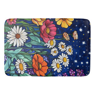 Flower mix bath mat