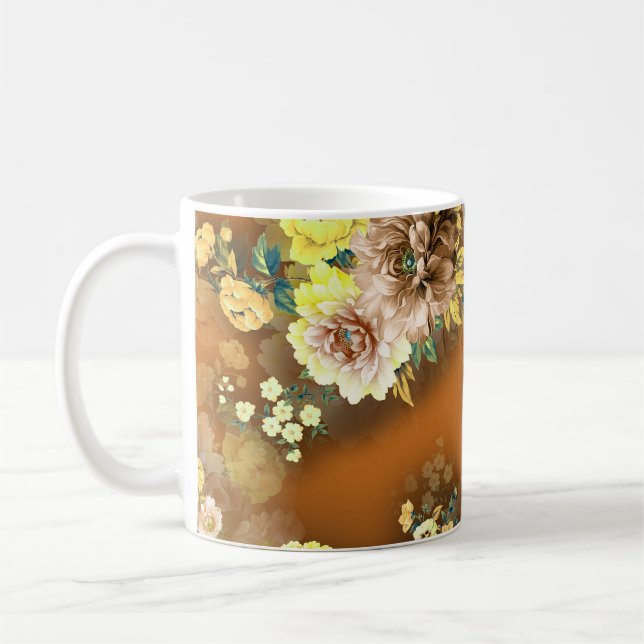 Flower Mix: Orange Background Coffee Mug (Left)