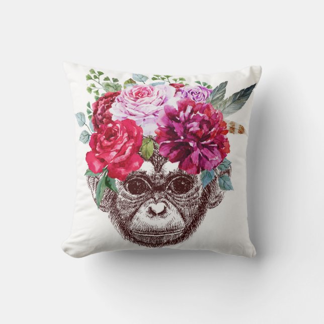 Flower Monkey Face Cushion (Front)