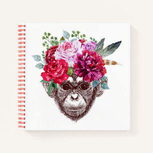 Flower Monkey Face Notebook
