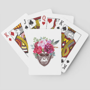 Flower Monkey Face Playing Cards