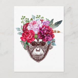 Flower Monkey Face Postcard