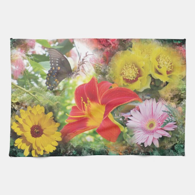 flower montage kitchen towel (Horizontal)