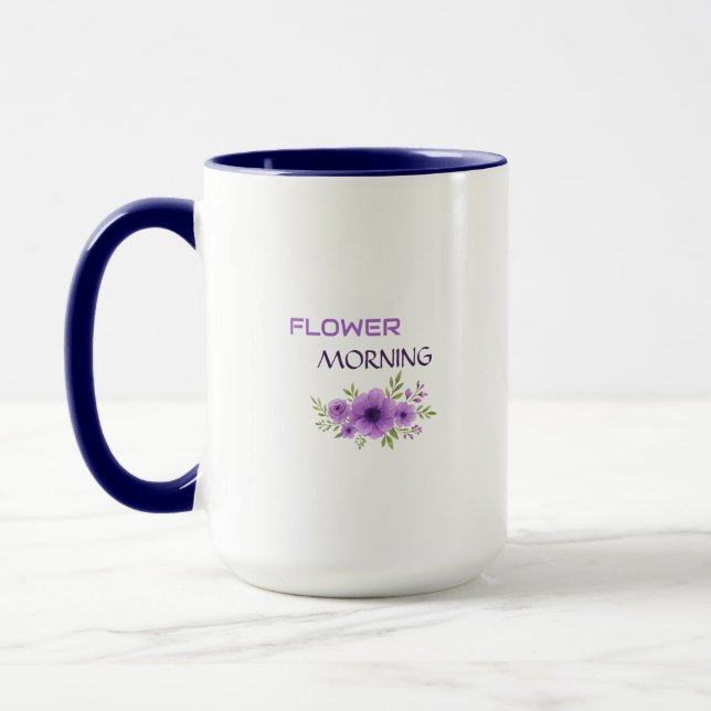 Flower Morning — Elegant Purple Floral Mug Design (Left)