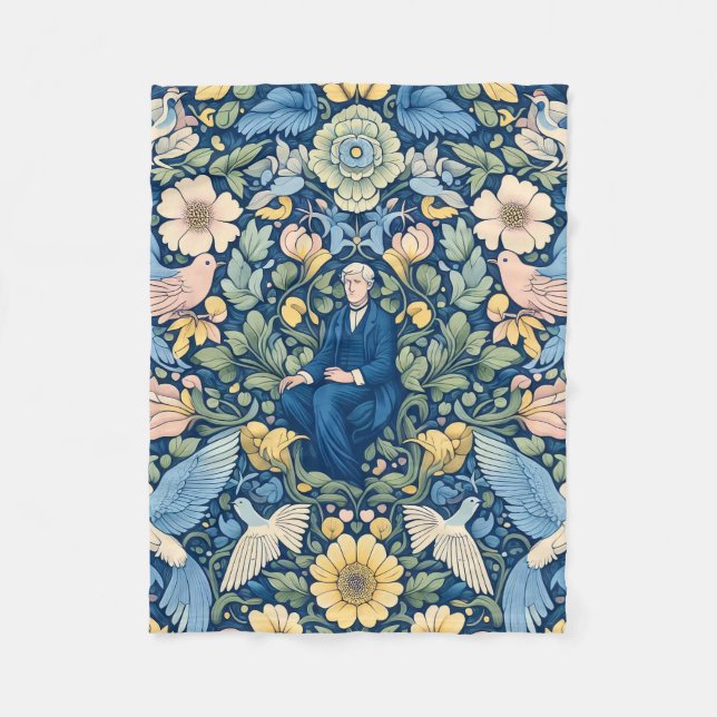 Flower Morris art Fleece Blanket (Front)