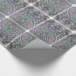 Flower mosaic purple pansy floral elegant  wrapping paper