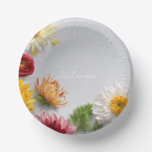 Flower Motifs on Paper Bowls Plate