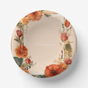 Flower Motifs on Paper Bowls Plate