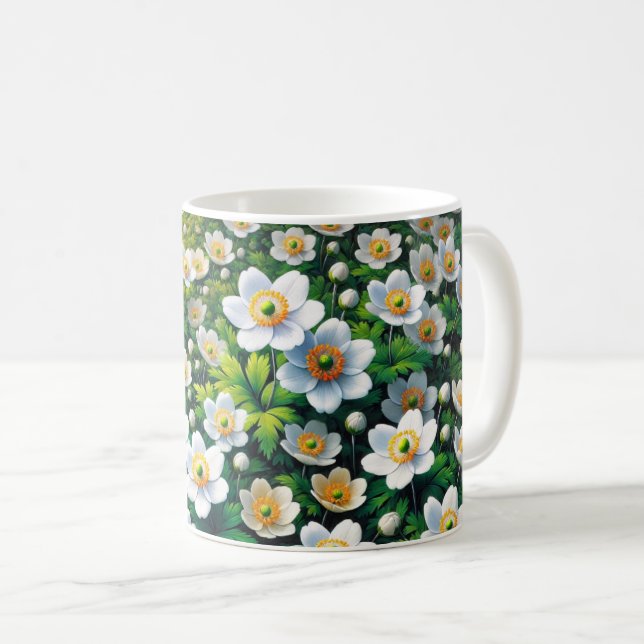 Flower mug with wild strawberry flowers (Front Right)
