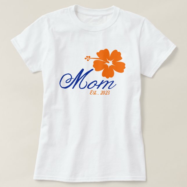 Flower Mum Established Custom Mother's Day T-Shirt (Design Front)