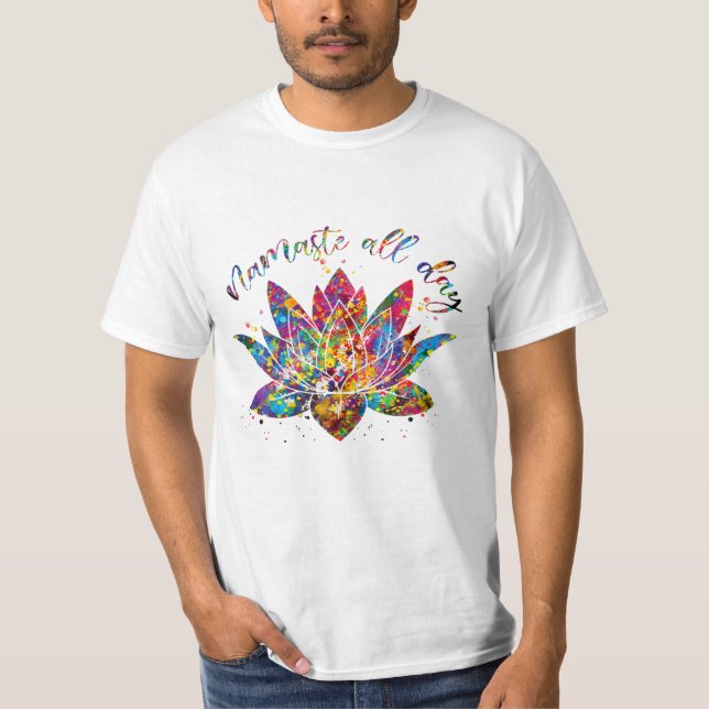 Flower Namaste Yoga Watercolor T-Shirt (Front)