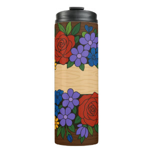 Flower name label thermal tumbler