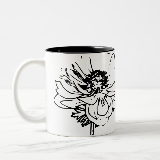 Flower Natural Two-Tone Coffee Mug (Left)