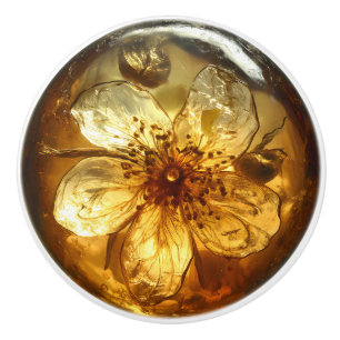 Flower Nature Amber Pattern Ceramic Knob