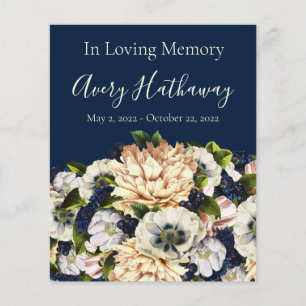 Flower Navy Background Funeral Memorial flyer