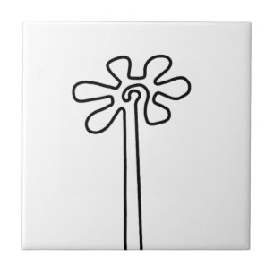 Flower Nazca Peru ancient idol geoglyph symbol Ind Ceramic Tile