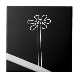 Flower Nazca Peru ancient idol geoglyph symbol Ind Ceramic Tile