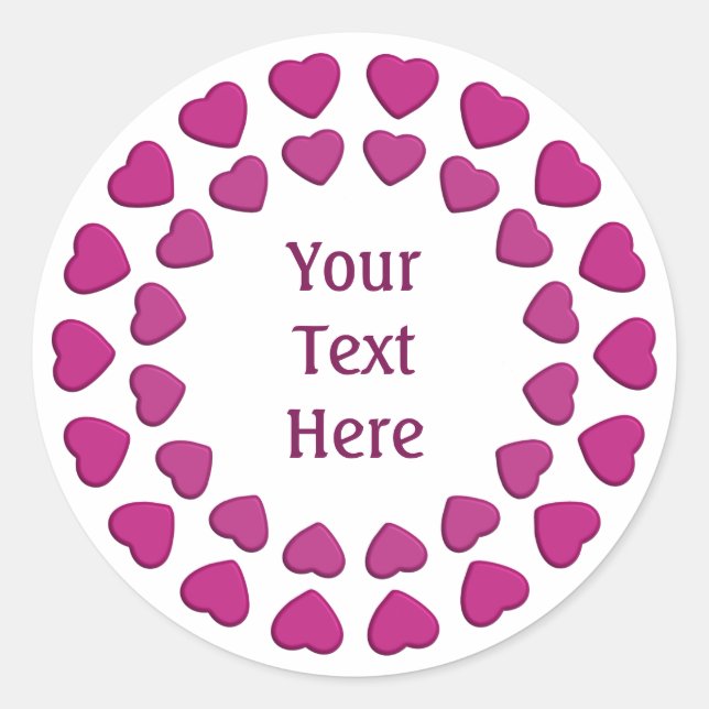 Flower of Hearts stickers, customise Classic Round Sticker (Front)