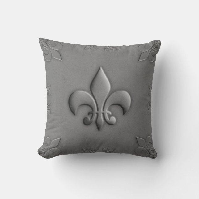 Flower of iles embossed brushed metalic tones  cushion (Front)