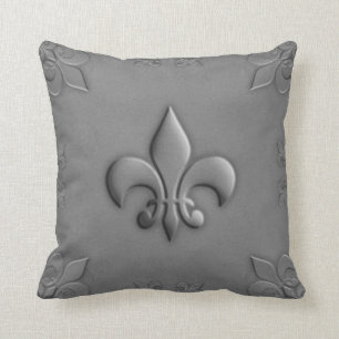 Flower of iles embossed brushed metalic tones  cushion