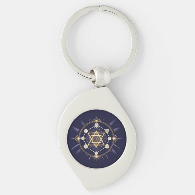 Flower of Infinity — Sacred Geometry Celestial Key Ring (Front)