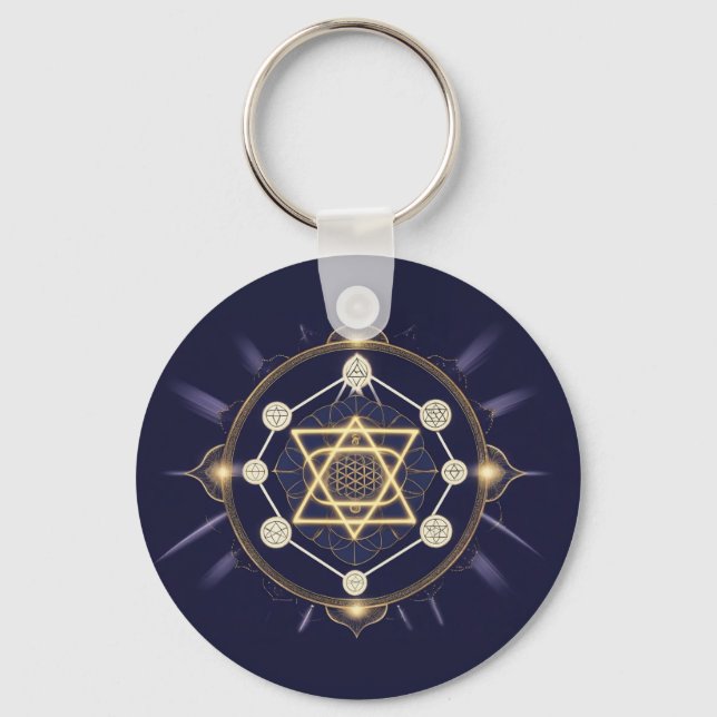 Flower of Infinity — Sacred Geometry Celestial Key Ring (Front)