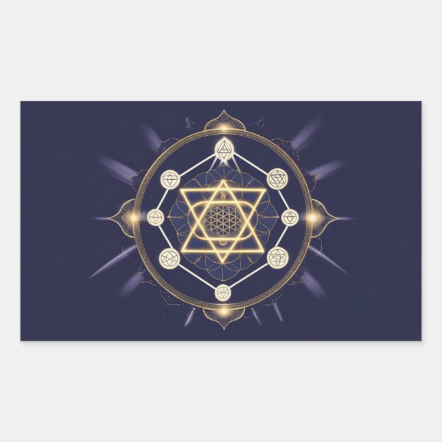 Flower of Infinity — Sacred Geometry Celestial Rectangular Sticker (Front)