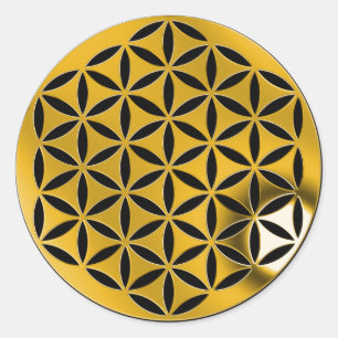 Flower Of Life 1 - Gold punched black Classic Round Sticker