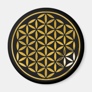 Flower Of Life 1 - Gold stamp black Magnet