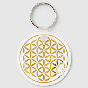 Flower Of Life 1 - Gold stamp Key Ring