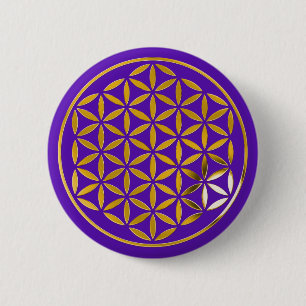 Flower Of Life 1 - Gold stamp violet 6 Cm Round Badge