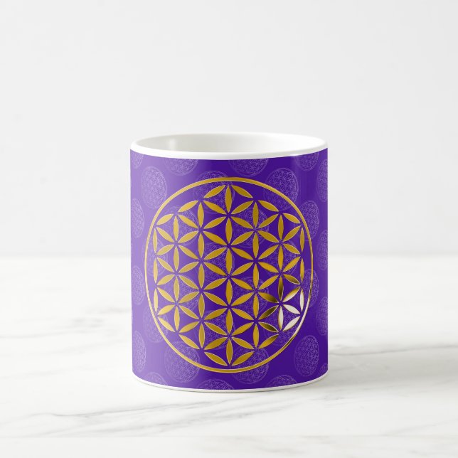 Flower Of Life 1 - Gold stamp | violet pattern Coffee Mug (Center)