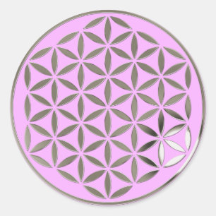 Flower Of Life 1 - Silver stamp lightpink Classic Round Sticker