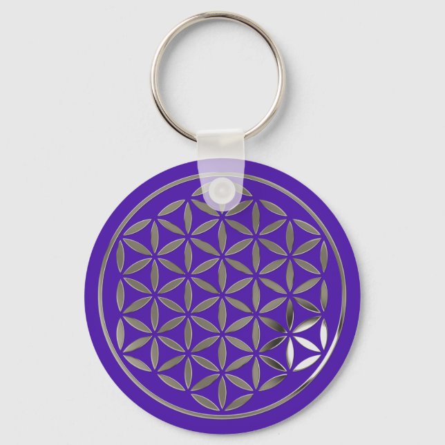 Flower Of Life 1 - Silver stamp | violet Key Ring (Front)