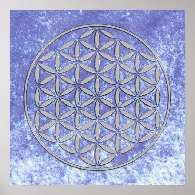 Flower OF Life 2 - silver stamp Poster (Front)
