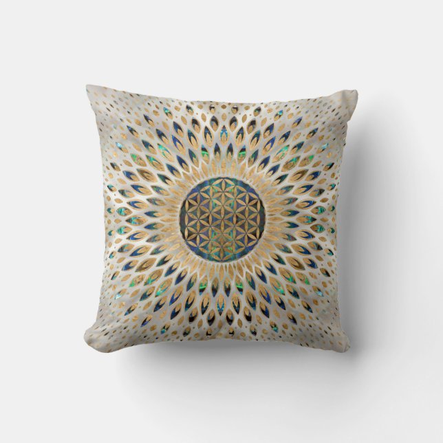Flower of Life  - Abalone Shell and Pearl Cushion (Front)