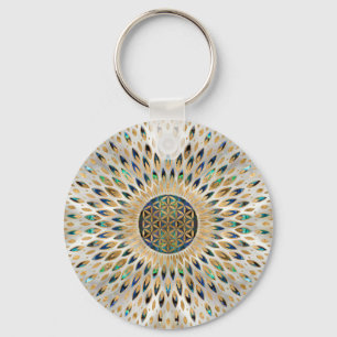 Flower of Life  - Abalone Shell and Pearl Key Ring