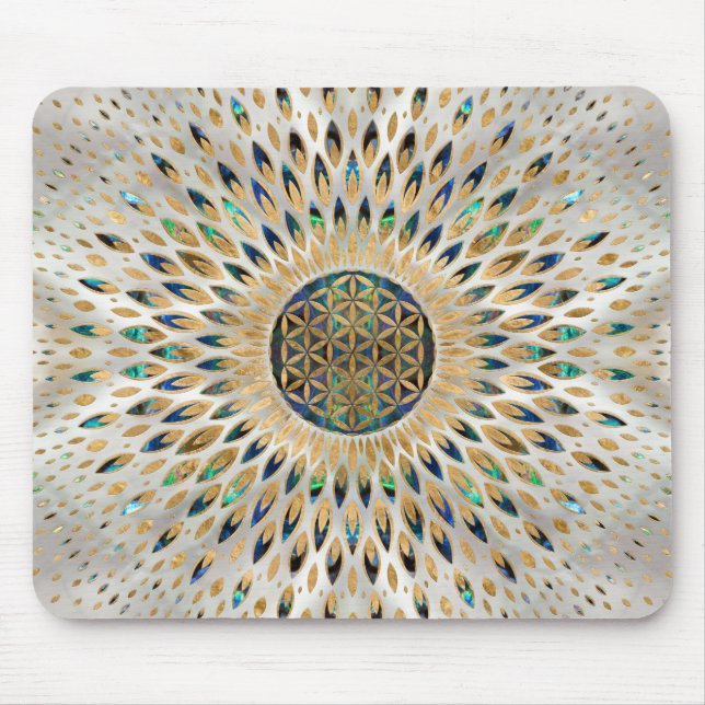 Flower of Life  - Abalone Shell and Pearl Mouse Pad (Front)