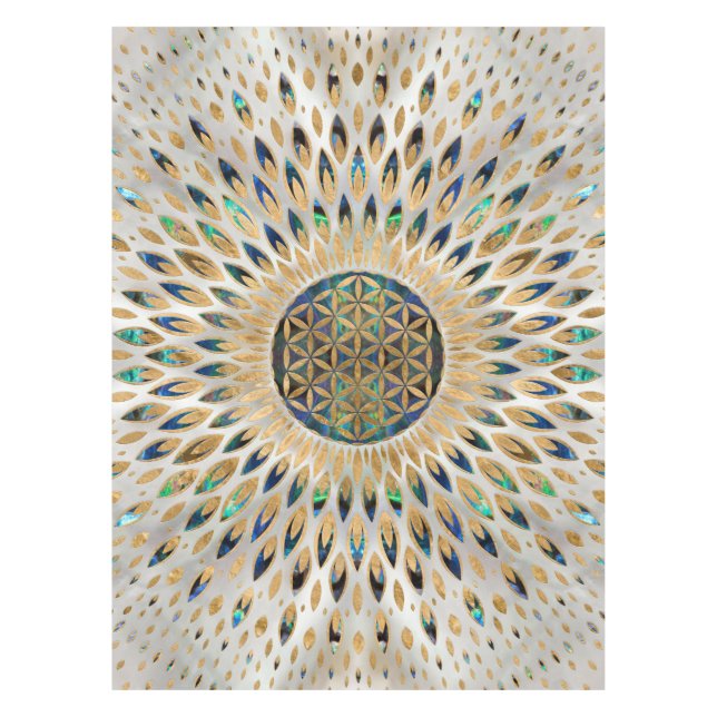 Flower of Life  - Abalone Shell and Pearl Tablecloth (Front)
