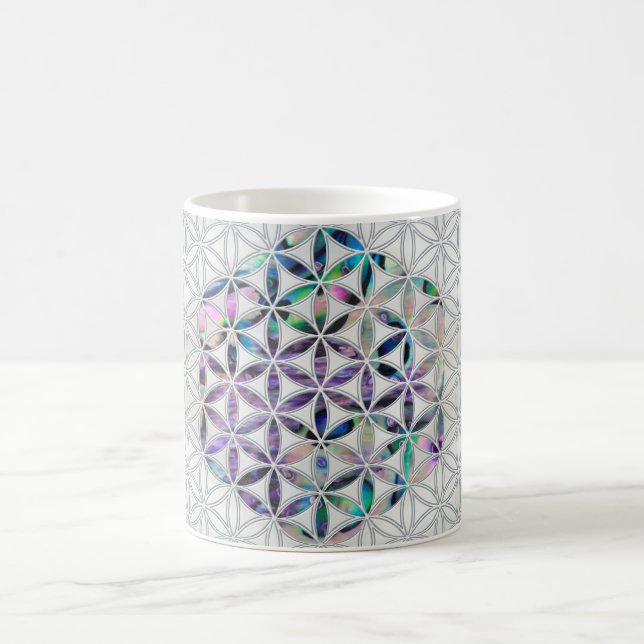 Flower of life Abalone shell on pearl Coffee Mug (Center)