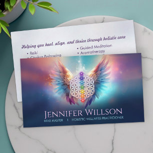 Flower of life - Angel Wings - Reiki Business Card