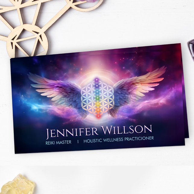 Flower of life - Angel Wings - Reiki Business Card (Creator Uploaded)