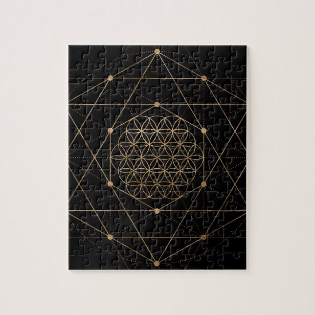 Flower of Life Black and Gold Jigsaw Puzzle (Vertical)