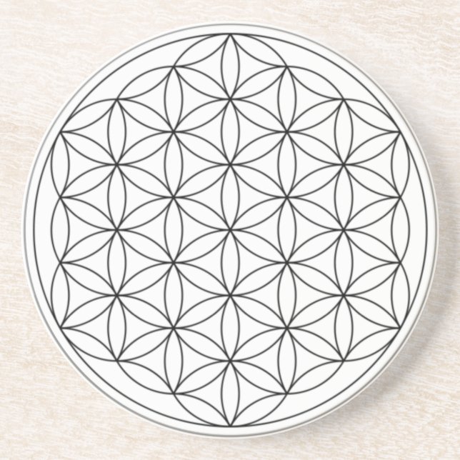 Flower of Life (Black and White) Coaster (Front)