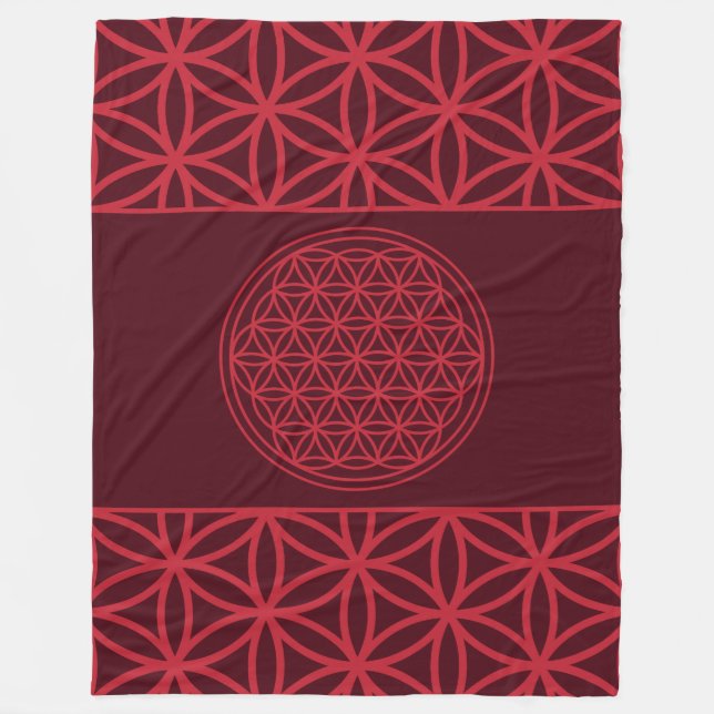 Flower of Life - blanket - red & burgundy (Front)