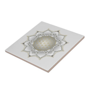 Flower Of Life - Blossoms Mandala 1 Ceramic Tile