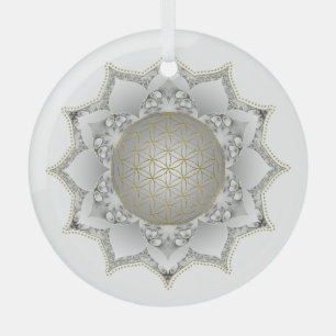 Flower Of Life - Blossoms Mandala 1 Glass Tree Decoration