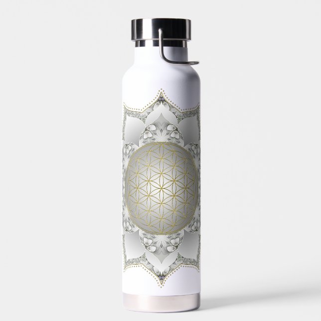 Flower Of Life - Blossoms Mandala 1 Water Bottle (Left)