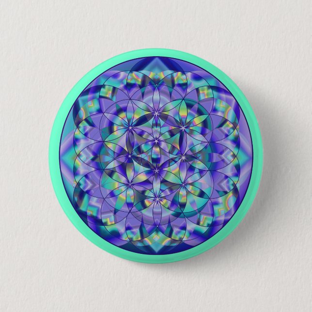 Flower of Life Blue~buttons Button (Front)
